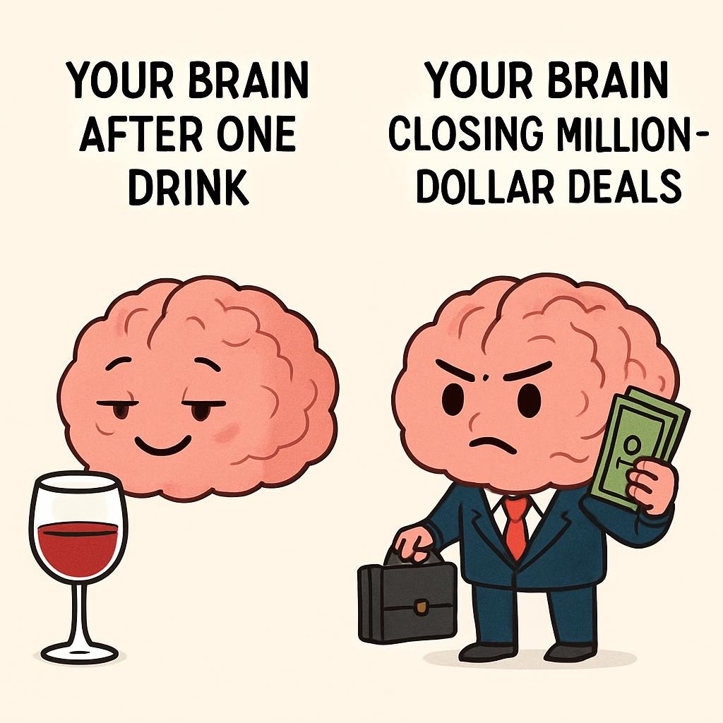 Your Brain After One Drink vs. Your Brain Closing Million-Dollar Deals